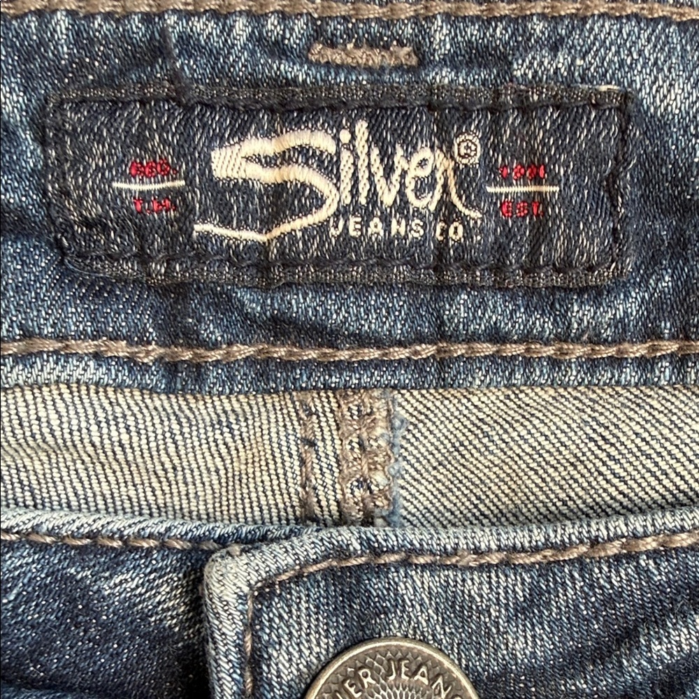 Silver Jeans Classic Dark Blue Skinny Jeans with Low High Ankles - Picture 9 of 10